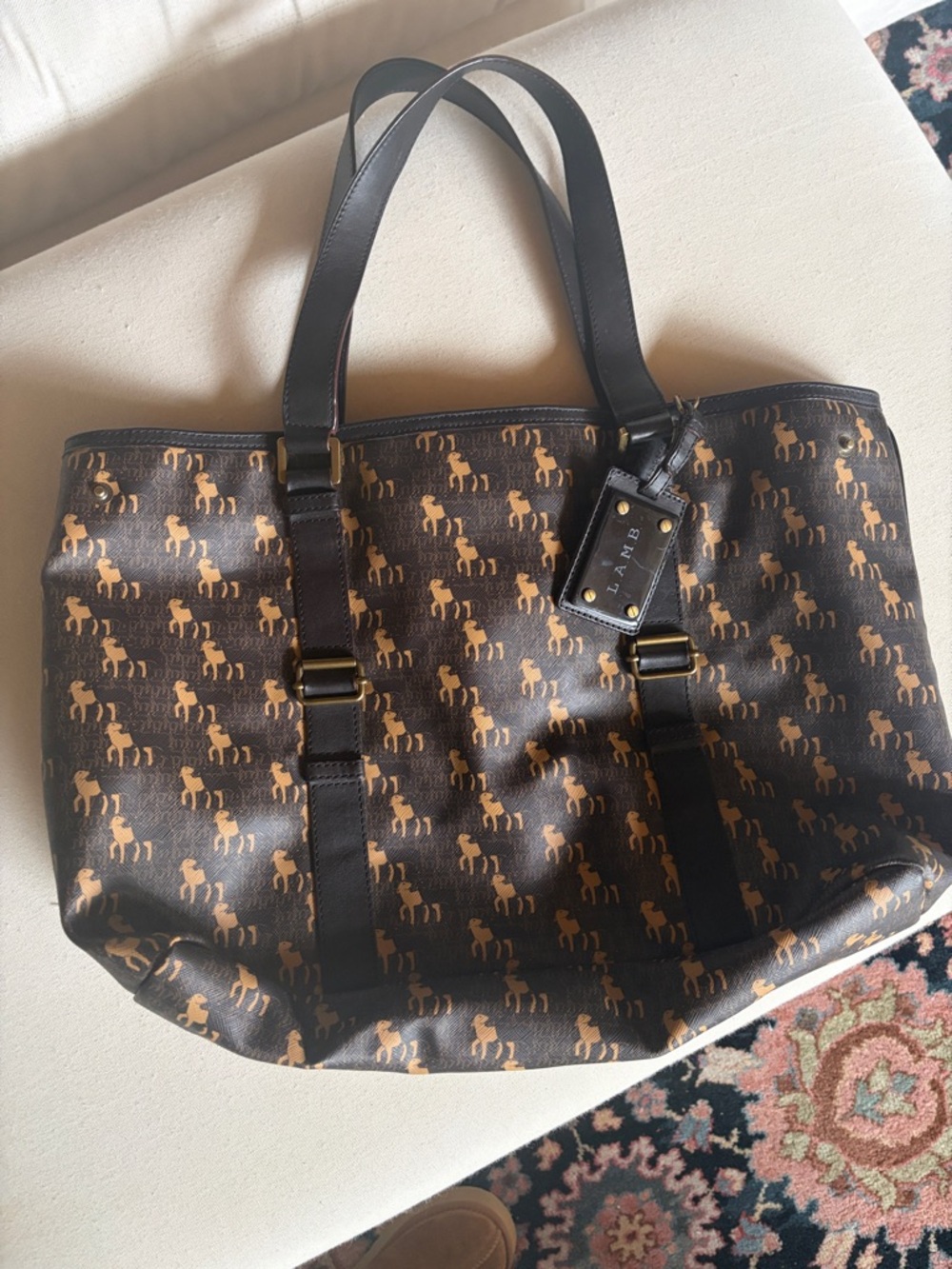 L.A.M.B. Brown and Tan lamb motif Print Tote